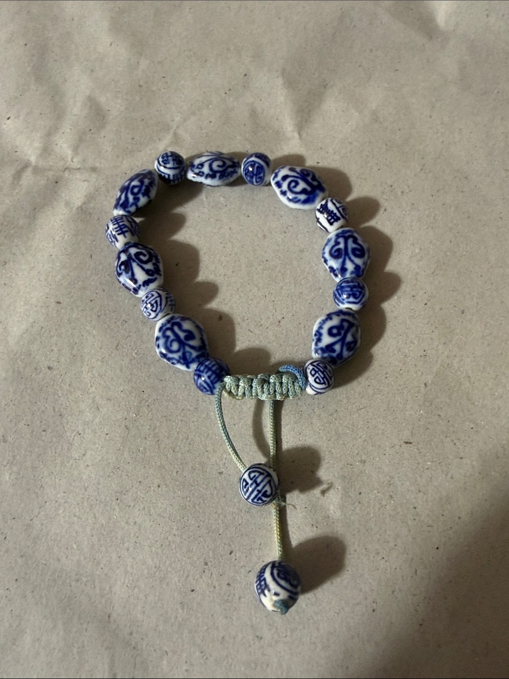 Blue and White Porcelain Bead Bracelet